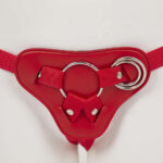 Protez Penis Metal 3 Halkalı Kırmızı Deri Kemer