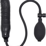 Şişebilen Pompalı Damarlı Anal Plug Siyah